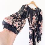 Anthropologie Harlyn Audria Jacquard Jumpsuit in Black Floral Photo 2
