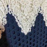 Sea New York Dress Guipure Lace Crotchet White Navy Blue Crewneck Shift 8 Photo 3