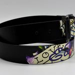 Ed Hardy Skull & Butterfly Black Leather Reversible Belt Size 38 Photo 1