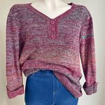 Christopher & Banks  Ombre Henley Knit Sweater Plum L Button Front Photo 0