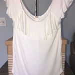 Free People White Ruffle Shirt Photo 0