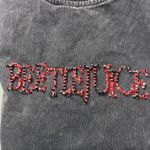 Forever 21 Beetlejuice X  Girls Black Mineral Wash T Shirt Beaded Logo Size Small Photo 7