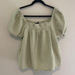 J.Crew  Green Squareneck Puff Sleeve Soft Gauze Top Blouse Size XL Photo 0