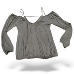 Free People Adelia Boho Blue Off-Shoulder Crochet Back Long Sleeve Blouse Top XS Photo 6