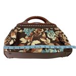 Isabella Fiore  Vintage-Look Brown Teal Floral Beaded Top Handle Bag Clutch Photo 2