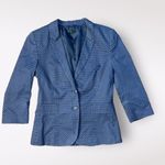 Benetton Womens Buttoned Polka Dot Blazer‎ Size 4 Blue Photo 0