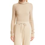 The Range Stark Taupe Mushroom Ribbed Thermal Top Turtleneck Sweater New XS Tan Photo 1