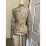 FP Movement Abstract Watercolor Mesh Turtleneck Top XS White Photo 2