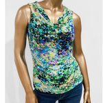 Cable & Gauge Women's Multi Printed Cowl Neck Mesh Stretch Sleeveless Top Size S Photo 1