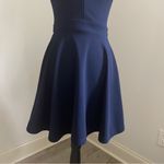 B Darlin Fit & Flare Halter Mini Dress sz 1/2 Navy Blue Mesh Cutout Party Dress Photo 5