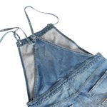 American Eagle Denim Overalls Romper Shorts Blue Size M Shortall Distressed Photo 8