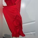 SheIn Red Ruffled Belly-Cut-Out Tie Ruched Skirted Fiesta Party Dress Size M Photo 5
