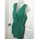 French Grey  Green White Polka Dot Faux Wrap Romper Skort Large Spring Summer Photo 2