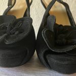 Kate Spade : Black Suede Open Toe Heels- Floral Accent- 7 Photo 7