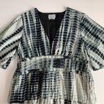 Saylor Syden Navy Tie Dye Gold Metallic V-neck Tiered Boho Mini Dress Large Photo 2