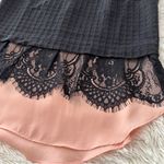 Anthropologie  Greylin Black Textured Top with Pink Lace Hem Size S Photo 2