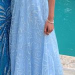 David's Bridal Light Blue Sparkly Prom Dress Photo 0