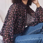 Elizabeth and James Women’s  Long Sleeve Floral Sheer Smocked Top size Small Photo 0