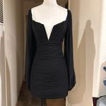 Saints + Secrets NWT LONG SLEEVE DEEP V-NECKLINE RUCHED MINI DRESS Photo 2