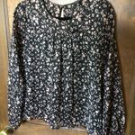 Lucky Brand  Floral Metallic thread Peasant L/S Blouse in Blk Multi sz medium Photo 1