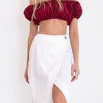 Boutique ABIGAIL Linen Wrap Skirt / White Midi Skirt / Linen Button Skirt Photo 0