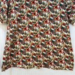 Nicklaus Vintage Book Print Academia Polo Women’s Size Large Crest Chainlink Red Photo 2