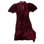 Parker Velvet Mini Dress Size 0 – Maroon Short Sleeve High Neck Cocktail Party Photo 0