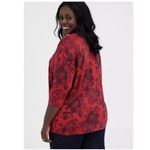 Torrid Red Black Floral Relaxed Feather Soft Slub Crew Neck Drop Shoulder Tee 5X Photo 3