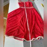 Vintage 70’s 80’s Ginger Snaps Coral Red White Terrycloth Dolphin Hem Midi Dress Photo 5