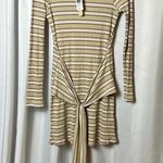 Giani Bernini GB Womens Size S Ribbed Stripped Front Tie Pullover Long sleeve Taupe Dress NWT Photo 0