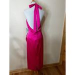 Milly Nicolette Womens Hot Pink Halter Ruched Satin Midi Dress Chic NEW 10 Photo 3