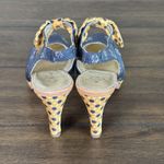 Miss Albright Spectator Silk Floral Polka Dot MaryJane Heel Blue Yellow Womens 7 Photo 3