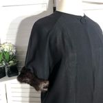 Vintage 50s 60s Black Long Coat Fur Cuffs 3/4 Sleeves XL Photo 5