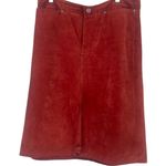 Gap  Vintage Crimson Red Suede Leather Skirt Y2K Mid Length 2000 Womens 14 Photo 0