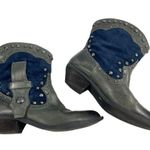 Vince Camuto Madalissa Two Tone Leather Studded Boots Size 8 Brown Blue Shoes Photo 1