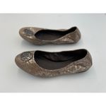 Tory Burch  Ballet Flats Gold Snake Print Logo‎ Medallion Shoes Size 8 Slip On Photo 1