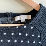 Loft Black Polka Dot Patch Pockets Sweater Long Sleeves/Zipper Back Size S Top Photo 2