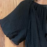 Lulus Adorable Type Black Surplice Puff Sleeve Textured Woven Midi Dress Medium Photo 6