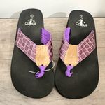 Corkys Trendy Flip Flop Thong Sandals Women’s Size 7 Black Strap Purple Photo 1