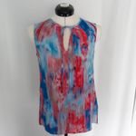 Ecru Sleeveless Multicolor Silk Keyhole Camisole S Photo 6