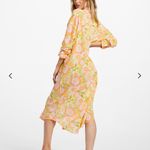 Billabong Midi Button Front Collared Floral Shirt Swim cover up kimono Large Photo 3