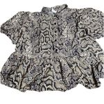 Live 4 Truth Women’s Top Shirt Black Cream White Boa Snake Animal Print Sz XL Photo 0