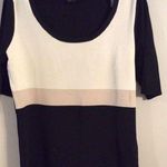 August Silk  striped neutral short sleeve sweater career Small S VNC Photo 0