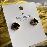 Kate Spade Black Enamel Spade Stud Earrings Gold Tone NWT Photo 0
