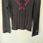 Worthington Vintage Black Embroidered Floral Long Slv Romantic Whimsigoth Grunge Photo 2