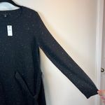 Talbots Womens Tweed Side Tie Sweater Dress Black Knit Long Sleeve Stretch Small Photo 4
