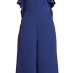 Rachael Roy Cropped Jumpsuit Womens Navy Ruffled Sleeves V Neck Blue Photo 0