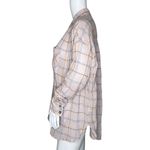 Free People  Shirt Womens XS Break My Stride Pink Plaid Metallic Striped Bohemian Photo 2