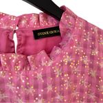Stine Goya Medium Shirley Top Stars Pink Long Sleeve Peplum Open Back Blouse Photo 5