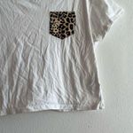 French Connection  Top White Leopard Pocket Oversized Cropped T-Shirt Sz XS EUC Photo 6
